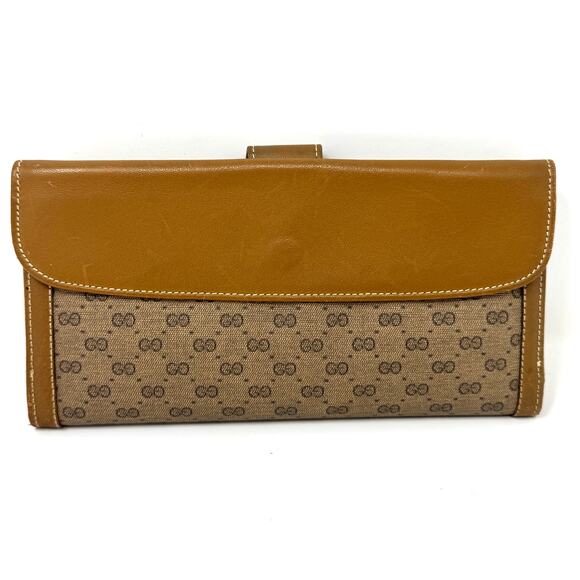 Gucci Rare Vintage GG Supreme Canvas Monogram Continental Wallet Brown Leather - Picture 6 of 15